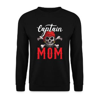 Captain Mom Best Mommy Ever Mama Pirate Lover - Unisex Sweatshirt - black - Front - Alina (178cm) & Michal (187cm)