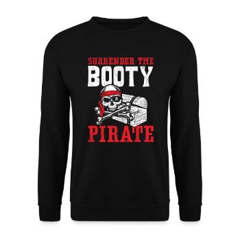 Surrender The Booty Pirate Caribbean Buccaneer - Unisex Sweatshirt - black - Front - Alina (178cm) & Michal (187cm)