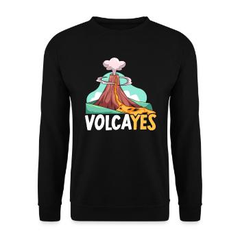 Volcayes Earth Science Geology Volcano Scientist - Unisex Sweatshirt - black - Front - Alina (178cm) & Michal (187cm)