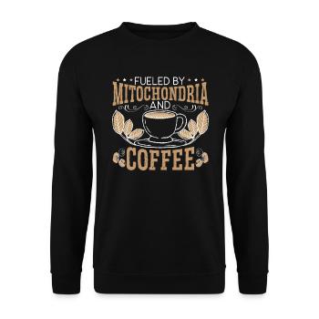 Angetrieben von Mitochondrien und Kaffeewissenschaft - Unisex Pullover - Schwarz - Vorne - Alina (178cm) & Michal (187cm)