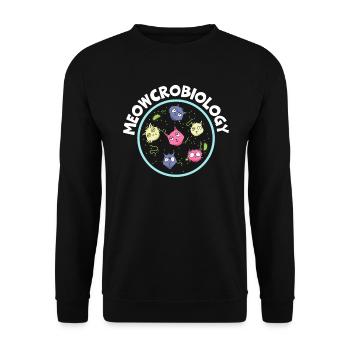 Meowcrobiology Science Microbiology Scientist Cat - Unisex Sweatshirt - black - Front - Alina (178cm) & Michal (187cm)