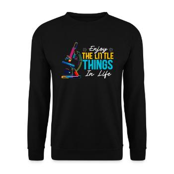 Profitez des petites choses en microbiologie des sciences de la vie - Sweat-shirt Unisexe - noir - Devant - Alina (178cm) & Michal (187cm)