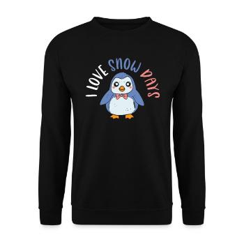 Ich liebe Schneetage Eiskalter Schneepinguin - Unisex Pullover - Schwarz - Vorne - Alina (178cm) & Michal (187cm)