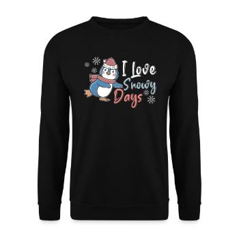 Ich liebe Schneetage Eiskalter Schneepinguin - Unisex Pullover - Schwarz - Vorne - Alina (178cm) & Michal (187cm)
