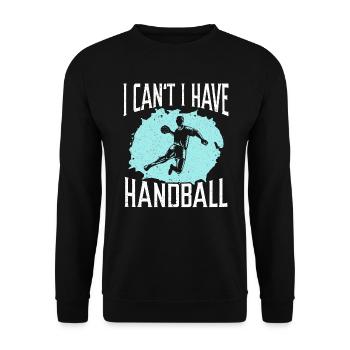 Ich kann nicht Handballspieler Handballer Sport - Unisex Pullover - Schwarz - Vorne - Alina (178cm) & Michal (187cm)