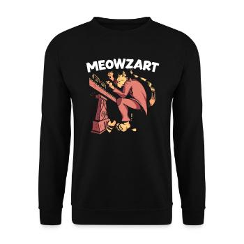 Meowzart Klavier Katze Musiker Musikalischer Pianist Musik - Unisex Pullover - Schwarz - Vorne - Alina (178cm) & Michal (187cm)