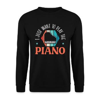Ich will nur das Klavierpianisteninstrument spielen - Unisex Pullover - Schwarz - Vorne - Alina (178cm) & Michal (187cm)