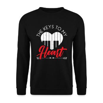 The Keys To My Heart Piano Player Musiker Musik - Unisex Pullover - Schwarz - Vorne - Alina (178cm) & Michal (187cm)