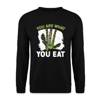 Du bist, was du isst Spargel Gemüse Vegan - Unisex Pullover - Schwarz - Vorne - Alina (178cm) & Michal (187cm)