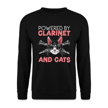 Powered By Clarinet And Cats Kitty Lover Musician - Unisex Sweatshirt - black - Front - Alina (178cm) & Michal (187cm)