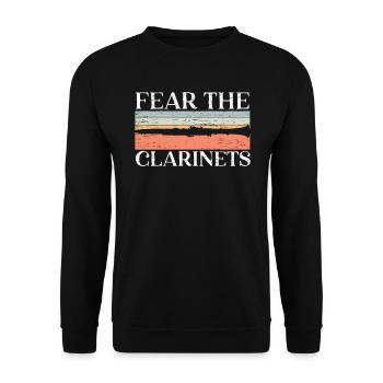 Fear The Clarinets Clarinetist Musical Instrument - Unisex Sweatshirt - black - Front - Alina (178cm) & Michal (187cm)