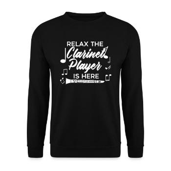 Détendez-vous Le clarinettiste est ici Musicien - Sweat-shirt Unisexe - noir - Devant - Alina (178cm) & Michal (187cm)