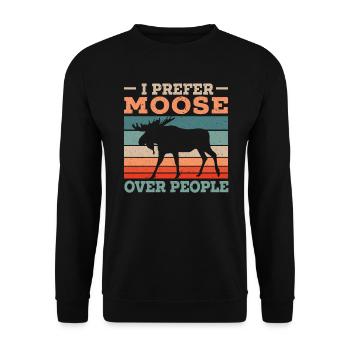 Je préfère l’orignal aux gens Animal Alces Elk Deer - Sweat-shirt Unisexe - noir - Devant - Alina (178cm) & Michal (187cm)