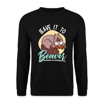 Überlassen Sie es dem Biberliebhaber Wildtier Nagetier - Unisex Pullover - Schwarz - Vorne - Alina (178cm) & Michal (187cm)