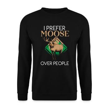 Je préfère l’orignal aux gens Animal Alces Elk Deer - Sweat-shirt Unisexe - noir - Devant - Alina (178cm) & Michal (187cm)