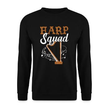 Harfe Squad Harfenist Musiker Musikinstrument - Unisex Pullover - Schwarz - Vorne - Alina (178cm) & Michal (187cm)
