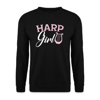 Harfe Mädchen Harfenistin Musiker Musikinstrument - Unisex Pullover - Schwarz - Vorne - Alina (178cm) & Michal (187cm)