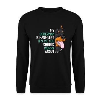 Mon Doberman est inoffensif C’est moi tu devrais t’inquiéter - Sweat-shirt Unisexe - noir - Devant - Alina (178cm) & Michal (187cm)
