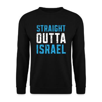 Straight Outta Israël Juif Juif Pays Israélite - Sweat-shirt Unisexe - noir - Devant - Alina (178cm) & Michal (187cm)