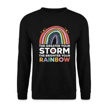 The Greater Your Storm The Brighter Your Rainbow - Unisex Sweatshirt - black - Front - Alina (178cm) & Michal (187cm)