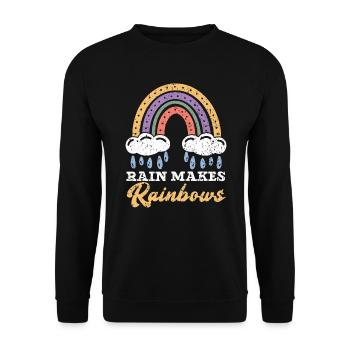 Rain Makes Rainbows Rainbow Whisperer - Unisex Sweatshirt - black - Front - Alina (178cm) & Michal (187cm)