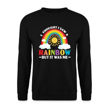 Ich dachte, ich hätte einen Regenbogen gesehen, aber ich war es - Unisex Pullover - Schwarz - Vorne - Alina (178cm) & Michal (187cm)