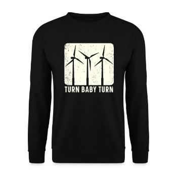 Turn Baby Turn Wind Renewable Energy Windmühle - Unisex Pullover - Schwarz - Vorne - Alina (178cm) & Michal (187cm)