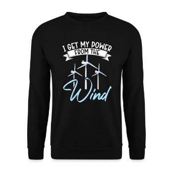 Je tire mon énergie de l’énergie renouvelable éolienne - Sweat-shirt Unisexe - noir - Devant - Alina (178cm) & Michal (187cm)