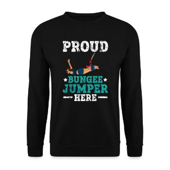 Stolzer Bungee-Springer hier Adrenalin-Bungee-Jumping - Unisex Pullover - Schwarz - Vorne - Alina (178cm) & Michal (187cm)