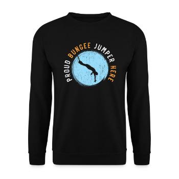 Stolzer Bungee-Springer hier Adrenalin-Bungee-Jumping - Unisex Pullover - Schwarz - Vorne - Alina (178cm) & Michal (187cm)