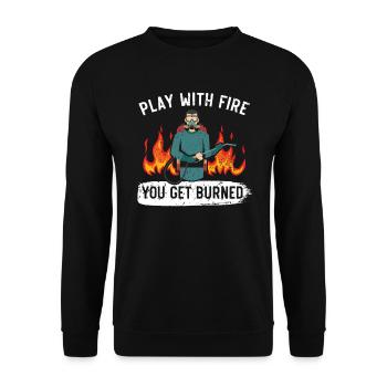 Play With Fire You Get Burned Flamethrower Weapon - Unisex Sweatshirt - black - Front - Alina (178cm) & Michal (187cm)