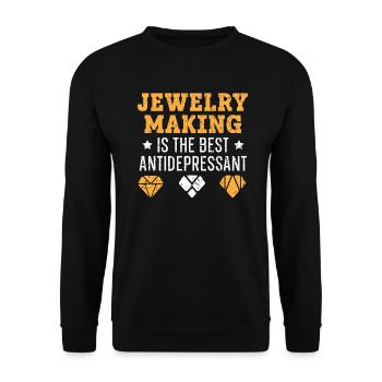 Schmuckherstellung ist der beste Antidepressiva-Juwelier - Unisex Pullover - Schwarz - Vorne - Alina (178cm) & Michal (187cm)