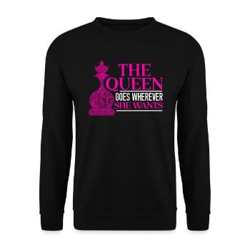 Die Königin geht dorthin, wo sie Schachspieler will - Unisex Pullover - Schwarz - Vorne - Alina (178cm) & Michal (187cm)