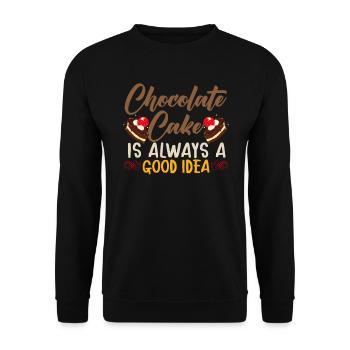 Schokolade ist immer eine gute Idee Schokoladenessen - Unisex Pullover - Schwarz - Vorne - Alina (178cm) & Michal (187cm)