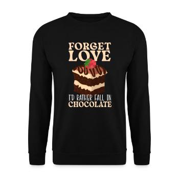 Oubliez l’amour, je préfère échouer dans le gâteau au chocolat - Sweat-shirt Unisexe - noir - Devant - Alina (178cm) & Michal (187cm)