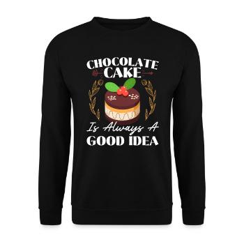 Schokolade ist immer eine gute Idee Schokoladenessen - Unisex Pullover - Schwarz - Vorne - Alina (178cm) & Michal (187cm)