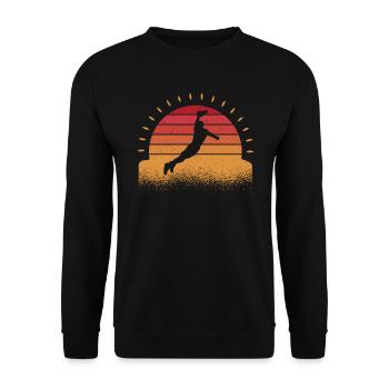 Retro Ultimate Frisbee Flying Disc Sport - Unisex Pullover - Schwarz - Vorne - Alina (178cm) & Michal (187cm)