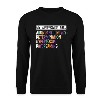 My Superpowers Are ADHD Embrace Neurodiversity - Unisex Sweatshirt - black - Front - Alina (178cm) & Michal (187cm)