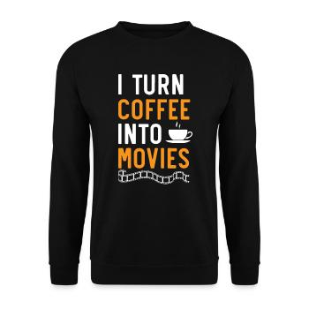 Je transforme le café en films Réalisateur de films Réalisation de films - Sweat-shirt Unisexe - noir - Devant - Alina (178cm) & Michal (187cm)