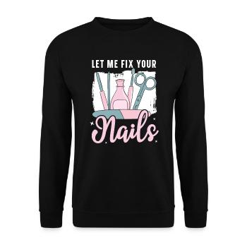 Laissez-moi réparer vos ongles Manucure Manucure Nail Tech - Sweat-shirt Unisexe - noir - Devant - Alina (178cm) & Michal (187cm)