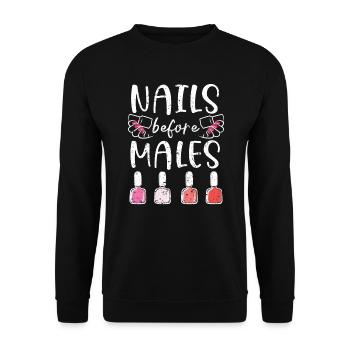 Ongles avant les hommes Nail Boss Manucure Nail Tech - Sweat-shirt Unisexe - noir - Devant - Alina (178cm) & Michal (187cm)