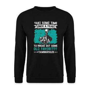 Spielregeln Arcade Gamer Geek Videospieler - Unisex Pullover - Schwarz - Vorne - Alina (178cm) & Michal (187cm)