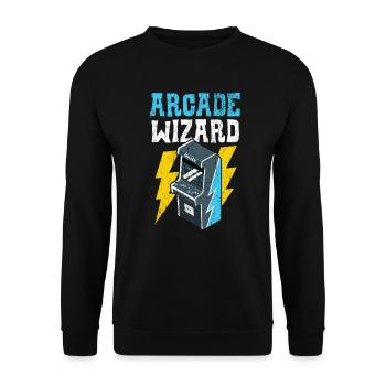 Arcade Wizard Gamer Geek Videospieler Player Gaming - Unisex Pullover - Schwarz - Vorne - Alina (178cm) & Michal (187cm)