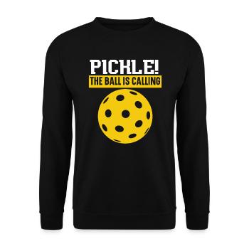 Pickle La balle appelle un joueur de pickleball - Sweat-shirt Unisexe - noir - Devant - Alina (178cm) & Michal (187cm)
