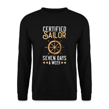 Marin certifié Capitaine de navire sept jours sur sept - Sweat-shirt Unisexe - noir - Devant - Alina (178cm) & Michal (187cm)