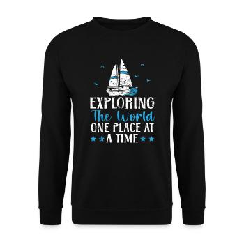 Exploring The World One Place At A Time Sailor - Unisex Sweatshirt - black - Front - Alina (178cm) & Michal (187cm)