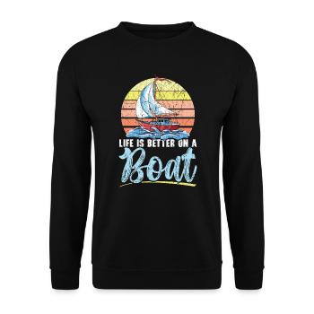 La vie est meilleure sur un bateau Marin Marin Marin - Sweat-shirt Unisexe - noir - Devant - Alina (178cm) & Michal (187cm)