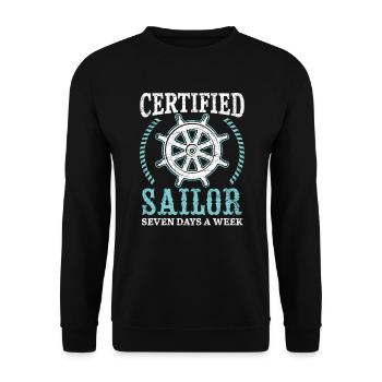 Marin certifié sept jours par semaine Capitaine de navire - Sweat-shirt Unisexe - noir - Devant - Alina (178cm) & Michal (187cm)