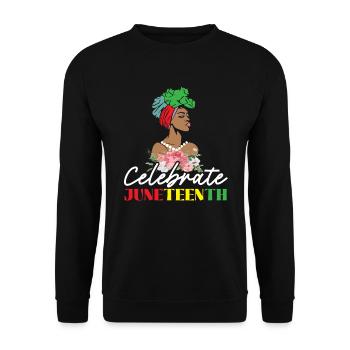Feiern Sie Juneteenth Black History Month - Unisex Pullover - Schwarz - Vorne - Alina (178cm) & Michal (187cm)