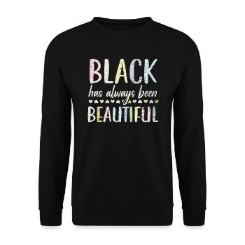 Schwarz war schon immer ein schöner Afroamerikaner - Unisex Pullover - Schwarz - Vorne - Alina (178cm) & Michal (187cm)